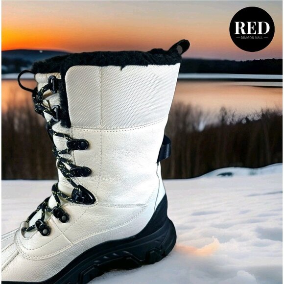 UGG Adirondack Meridian Waterproof White Leather Boots - Women's Size 9 - Picture 13 of 14